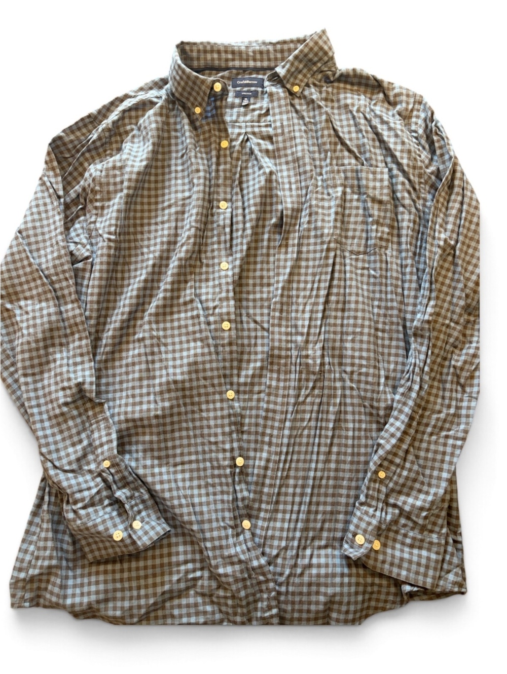 Croft & Barrow Blue & Brown Gingham Stretch Button-Down Shirt 💙🤎